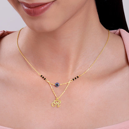 Golden Personalised Evil Eye Mangalsutra Necklace