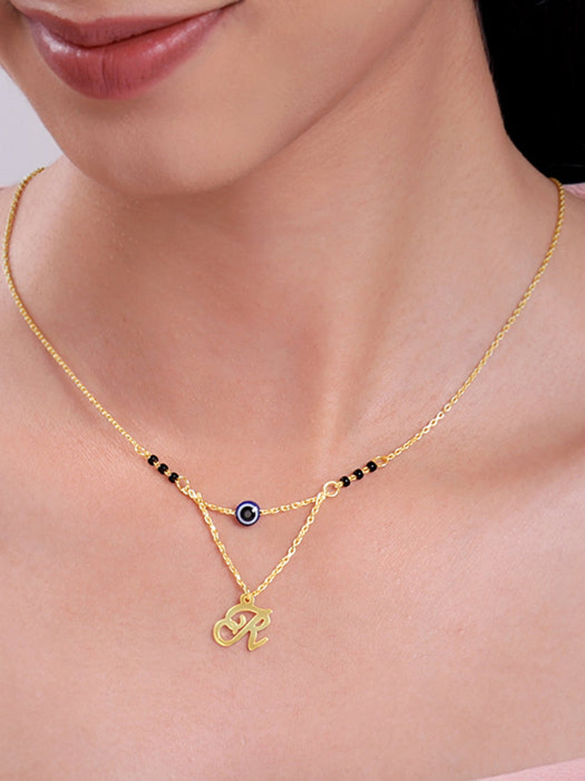 Golden Personalised Evil Eye Mangalsutra Necklace