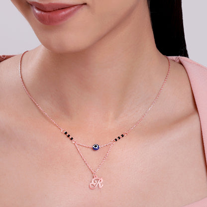 Rose Gold Personalised Evil Eye Mangalsutra Necklace