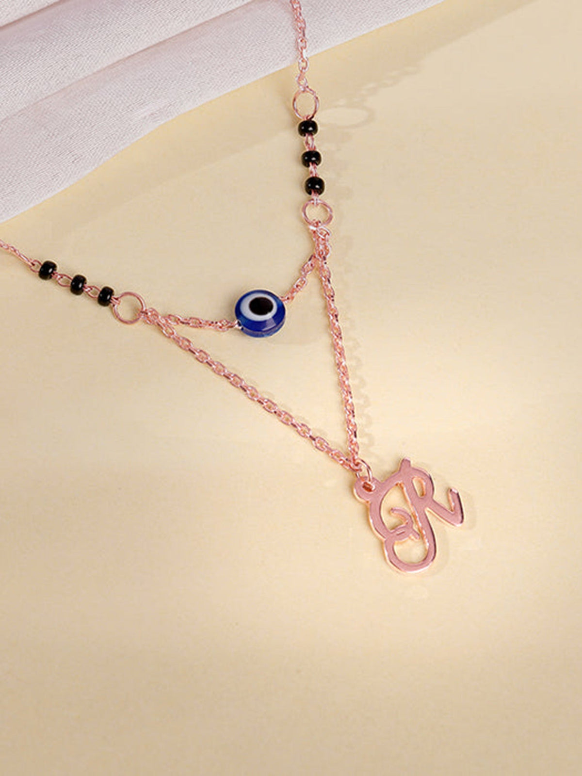 Rose Gold Personalised Evil Eye Mangalsutra Necklace
