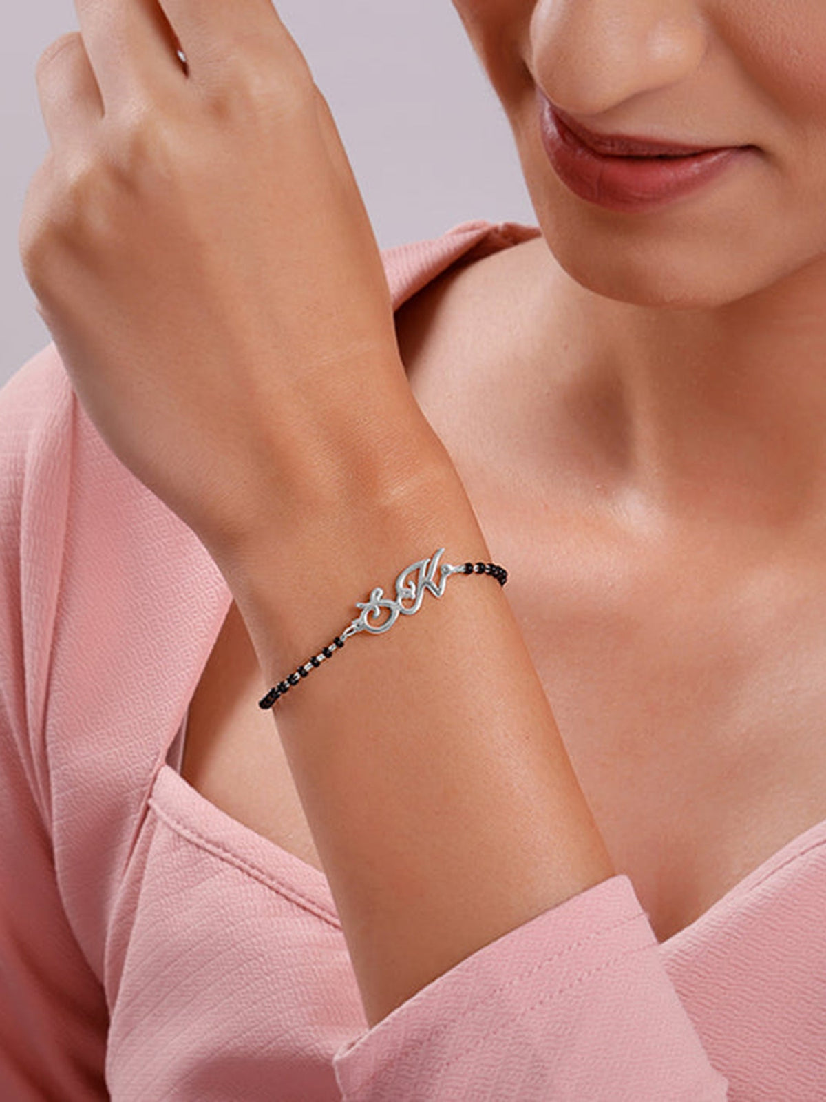 Silver Personalised Eternal Initial Mangalsutra Bracelet