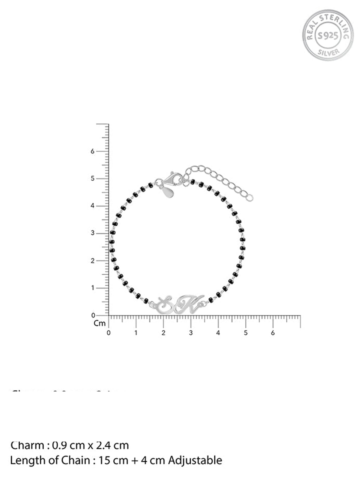 Silver Personalised Eternal Initial Mangalsutra Bracelet