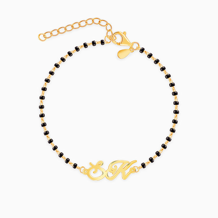 Golden Personalised Eternal Initial Mangalsutra Bracelet