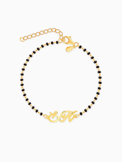 Golden Personalised Eternal Initial Mangalsutra Bracelet