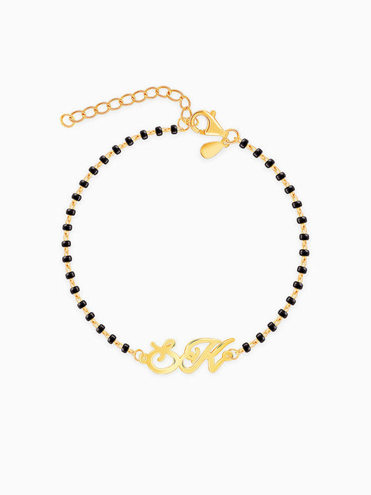 Golden Personalised Eternal Initial Mangalsutra Bracelet