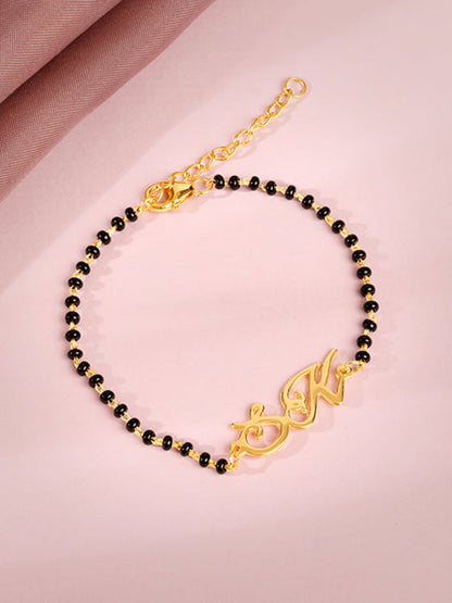 Golden Personalised Eternal Initial Mangalsutra Bracelet