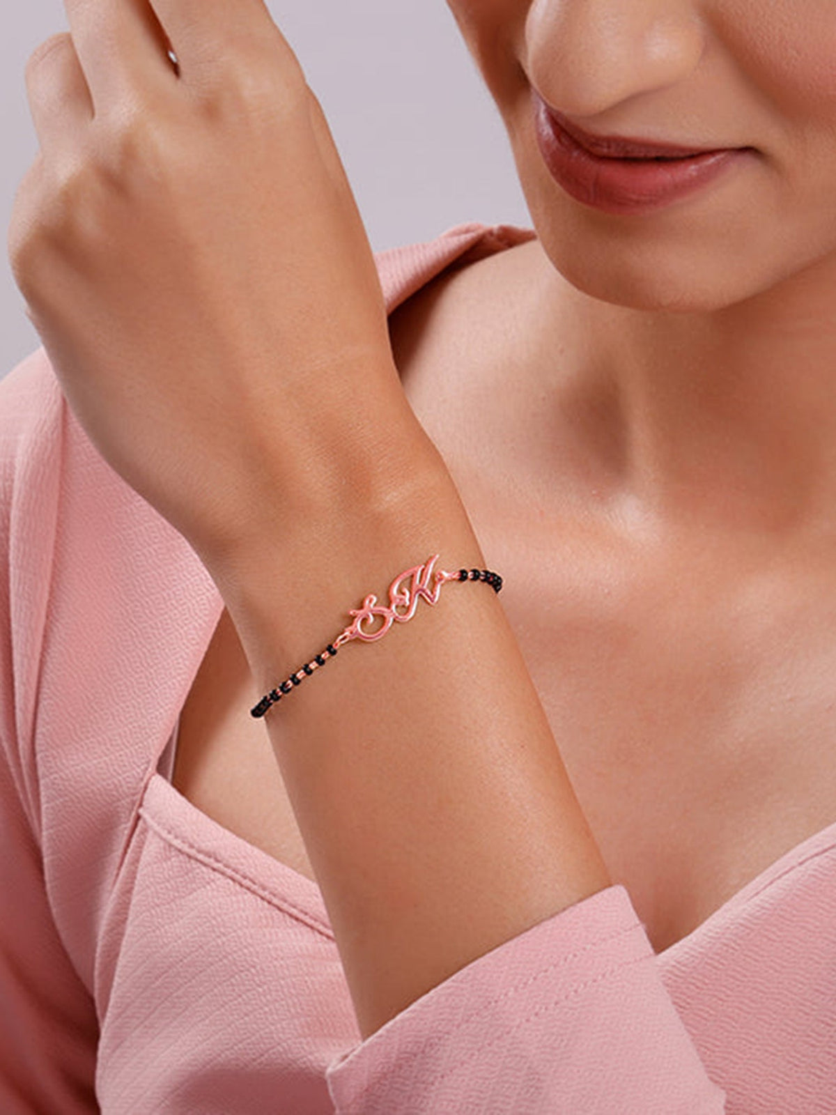 Rose Gold Personalised Eternal Initial Mangalsutra Bracelet