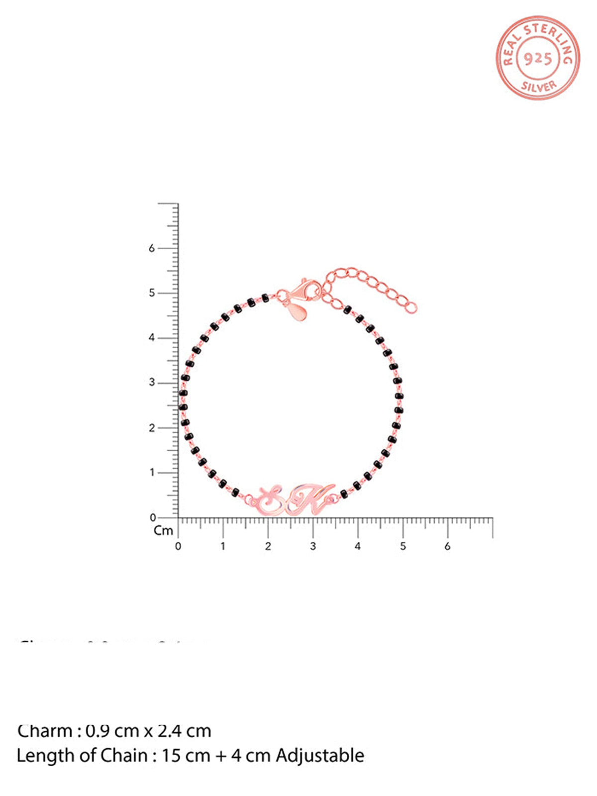 Rose Gold Personalised Eternal Initial Mangalsutra Bracelet