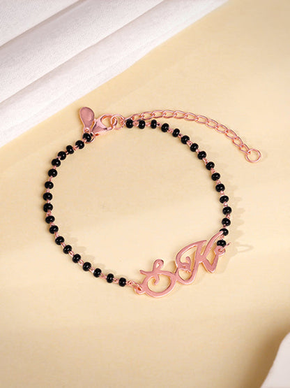 Rose Gold Personalised Eternal Initial Mangalsutra Bracelet