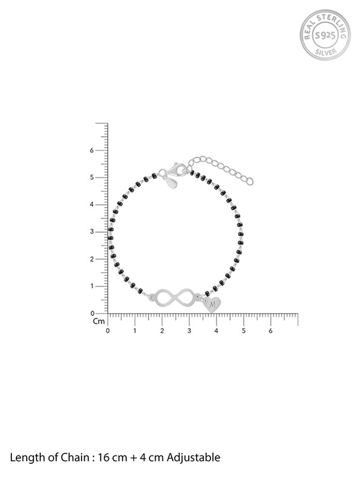 Silver Personalised Infinity Love Mangalsutra Bracelet
