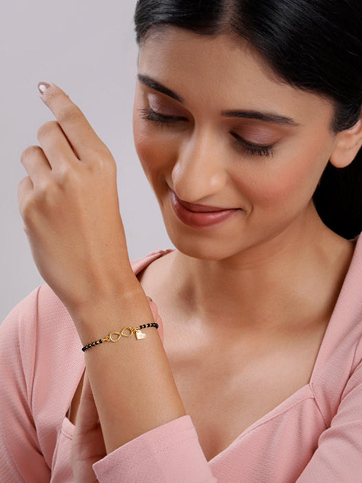 Golden Personalised Infinity Love Mangalsutra Bracelet