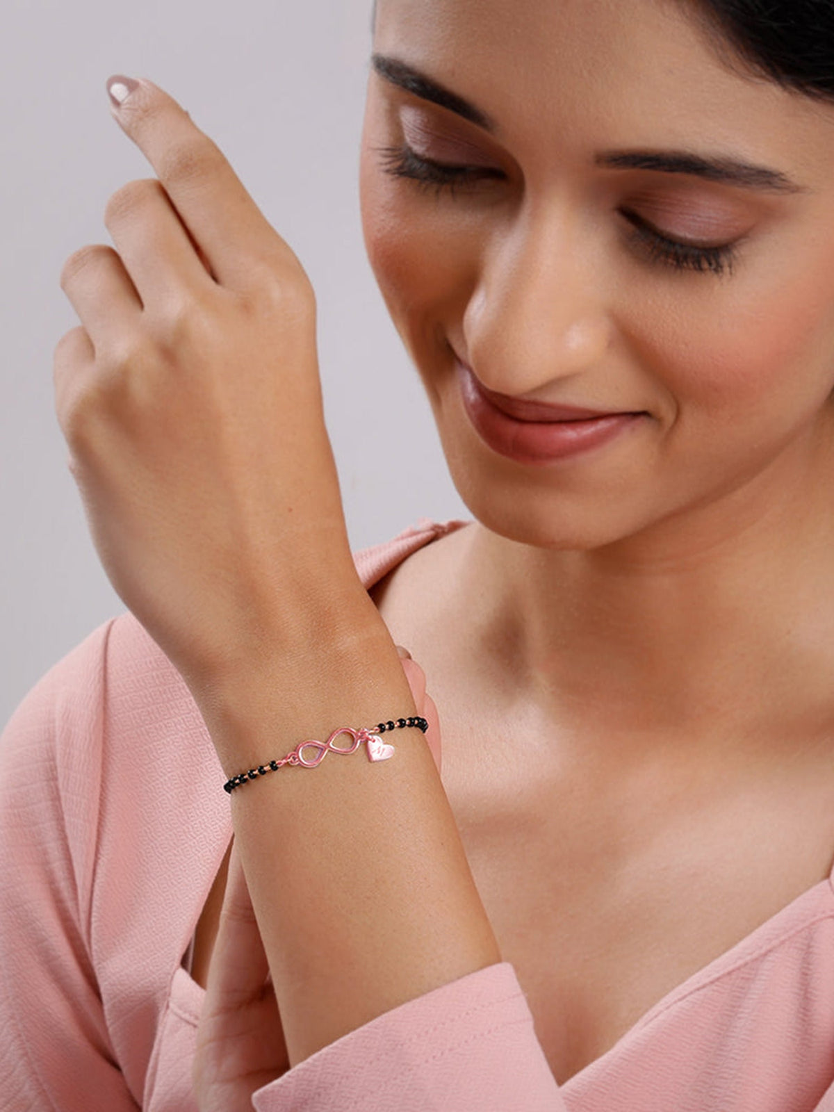 Rose Gold Personalised Infinity Love Mangalsutra Bracelet