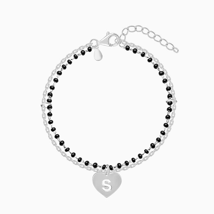 Silver Personalised Heartfelt Initial Mangalsutra Bracelet