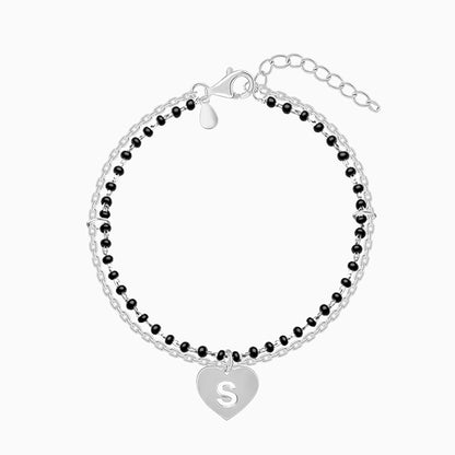 Silver Personalised Heartfelt Initial Mangalsutra Bracelet