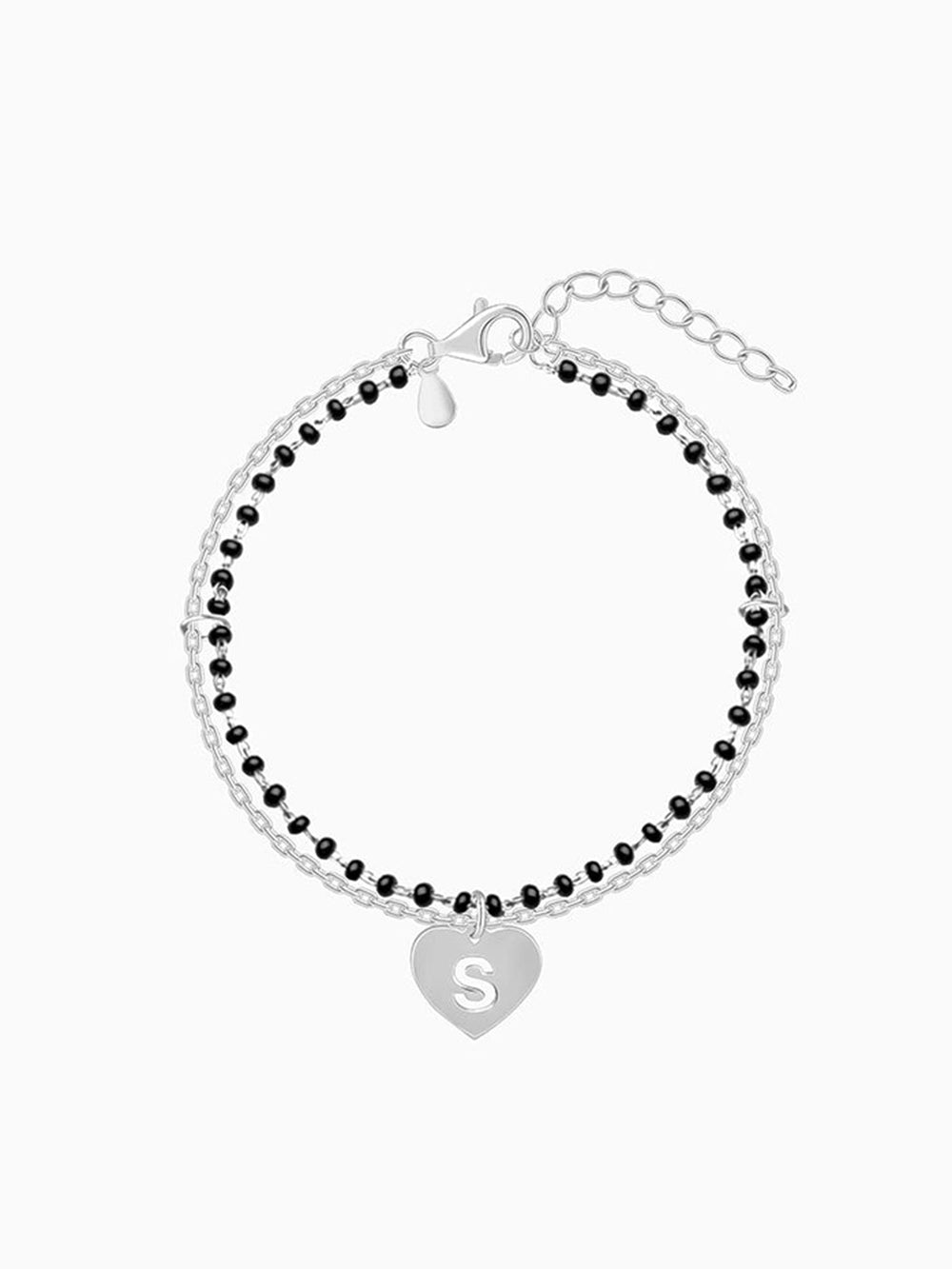 Silver Personalised Heartfelt Initial Mangalsutra Bracelet