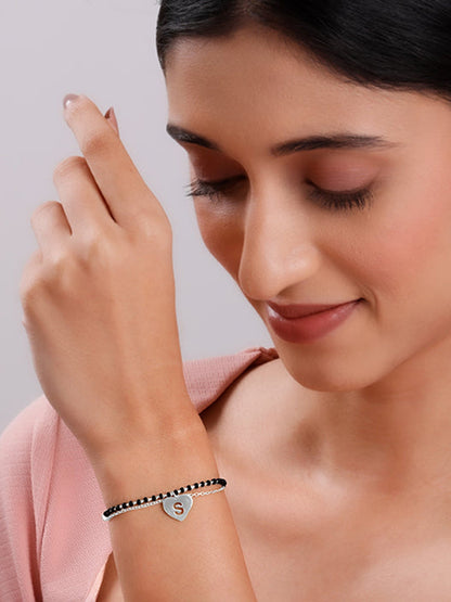 Silver Personalised Heartfelt Initial Mangalsutra Bracelet