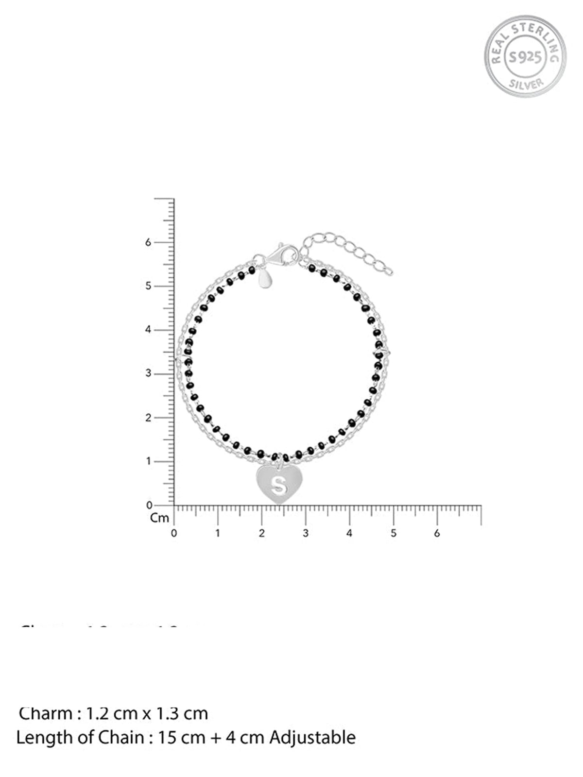 Silver Personalised Heartfelt Initial Mangalsutra Bracelet