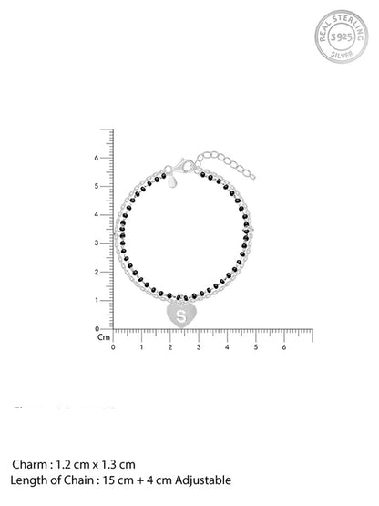 Silver Personalised Heartfelt Initial Mangalsutra Bracelet
