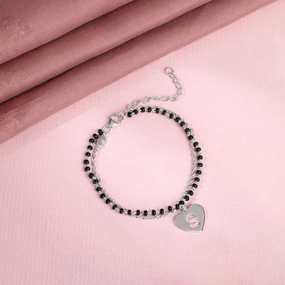 Silver Personalised Heartfelt Initial Mangalsutra Bracelet