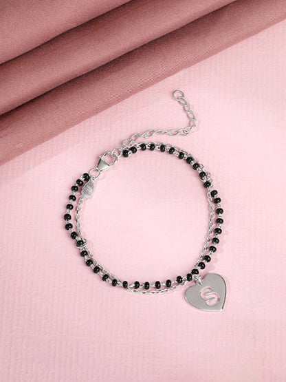 Silver Personalised Heartfelt Initial Mangalsutra Bracelet