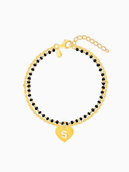 Golden Personalised Heartfelt Initial Mangalsutra Bracelet