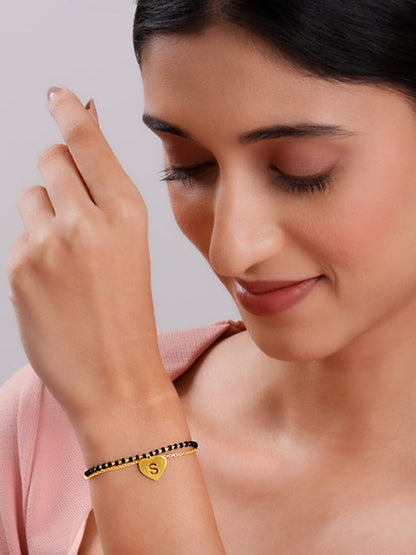 Golden Personalised Heartfelt Initial Mangalsutra Bracelet