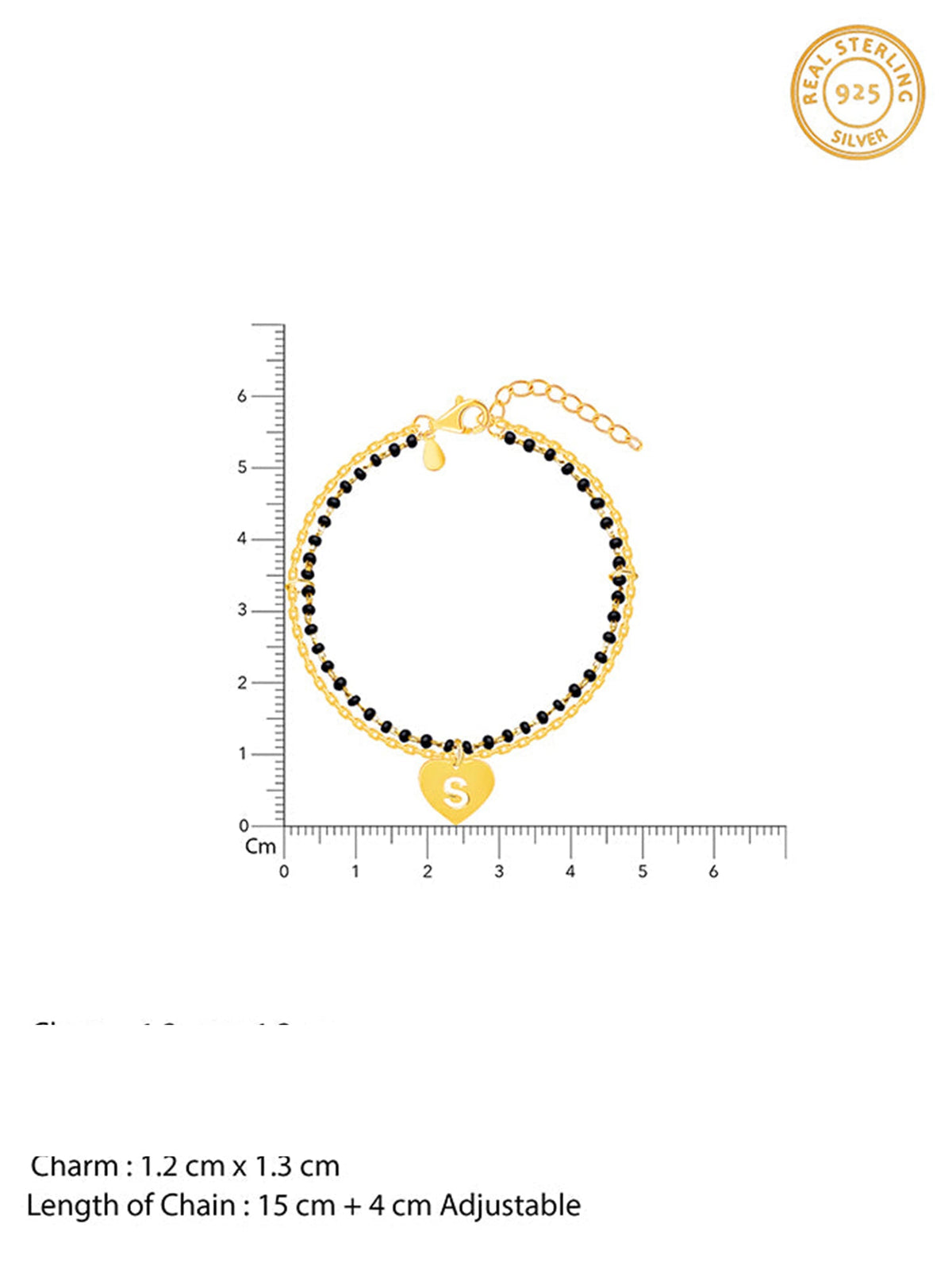 Golden Personalised Heartfelt Initial Mangalsutra Bracelet