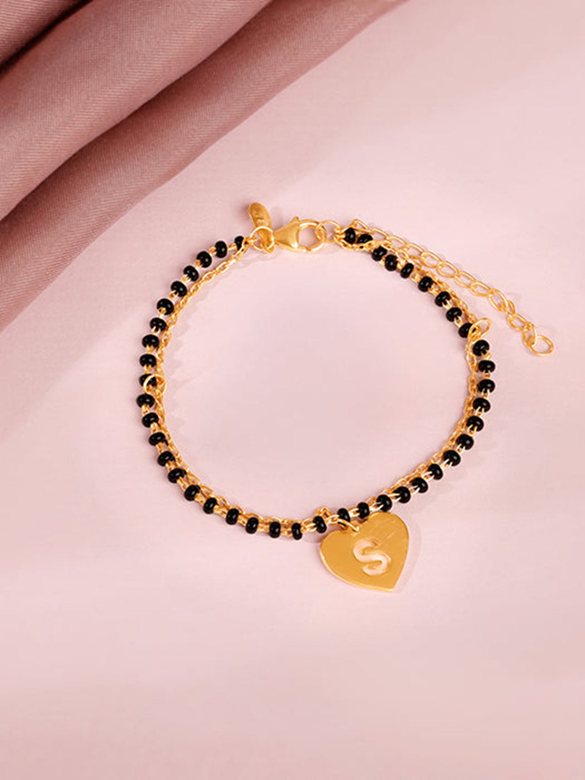 Golden Personalised Heartfelt Initial Mangalsutra Bracelet