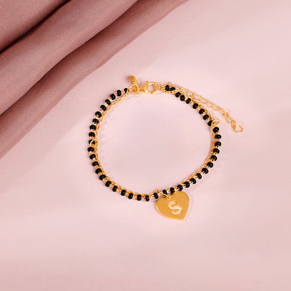 Golden Personalised Heartfelt Initial Mangalsutra Bracelet