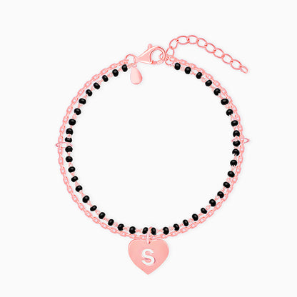 Rose Gold Personalised Heartfelt Initial Mangalsutra Bracelet