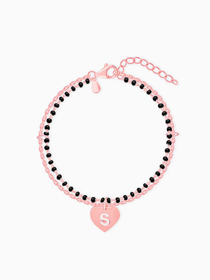 Rose Gold Personalised Heartfelt Initial Mangalsutra Bracelet
