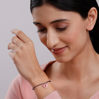 Rose Gold Personalised Heartfelt Initial Mangalsutra Bracelet