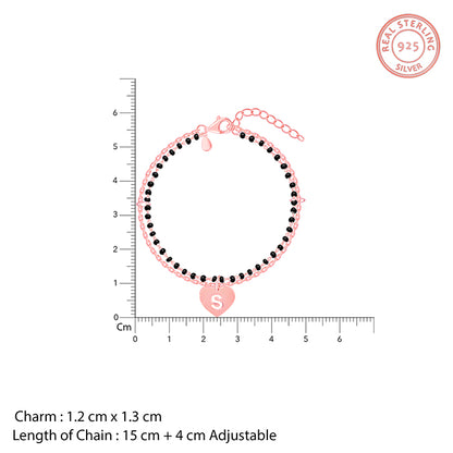 Rose Gold Personalised Heartfelt Initial Mangalsutra Bracelet