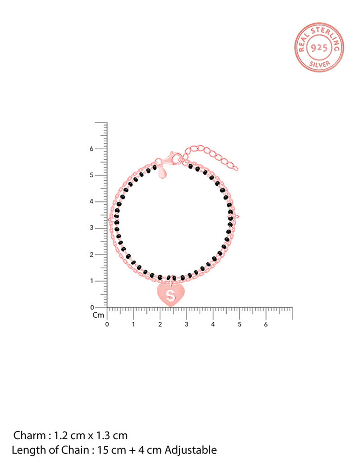 Rose Gold Personalised Heartfelt Initial Mangalsutra Bracelet