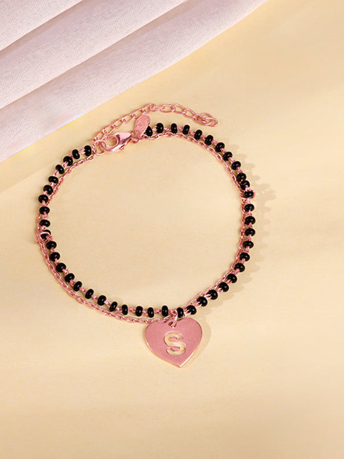 Rose Gold Personalised Heartfelt Initial Mangalsutra Bracelet