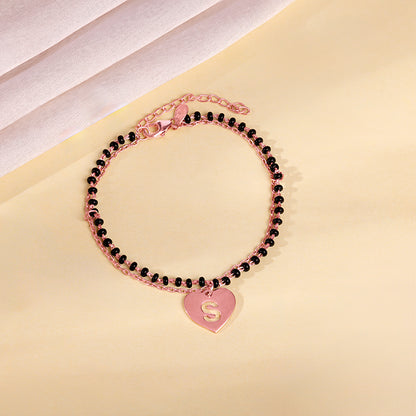 Rose Gold Personalised Heartfelt Initial Mangalsutra Bracelet