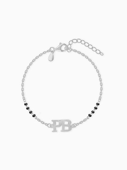 Silver Personalised Signature Initial Mangalsutra Bracelet