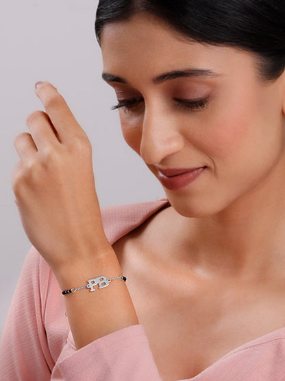 Silver Personalised Signature Initial Mangalsutra Bracelet