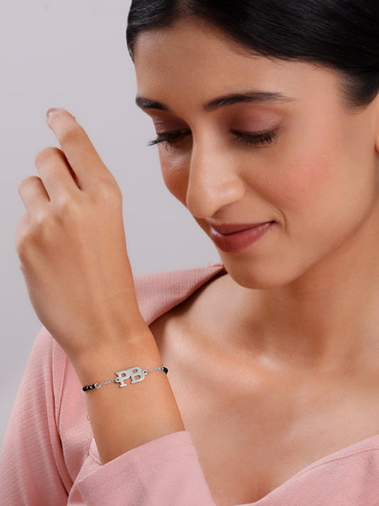 Silver Personalised Signature Initial Mangalsutra Bracelet