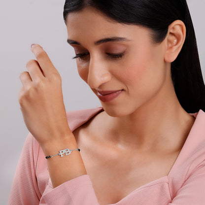 Silver Personalised Signature Initial Mangalsutra Bracelet