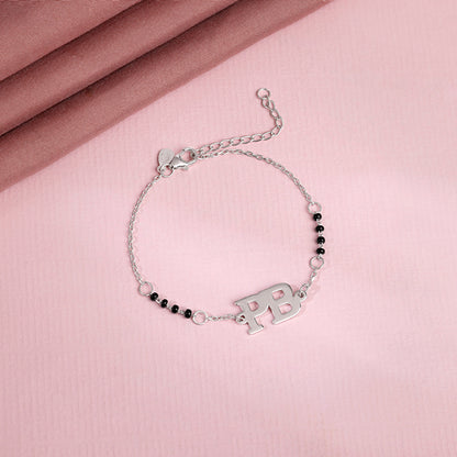 Silver Personalised Signature Initial Mangalsutra Bracelet