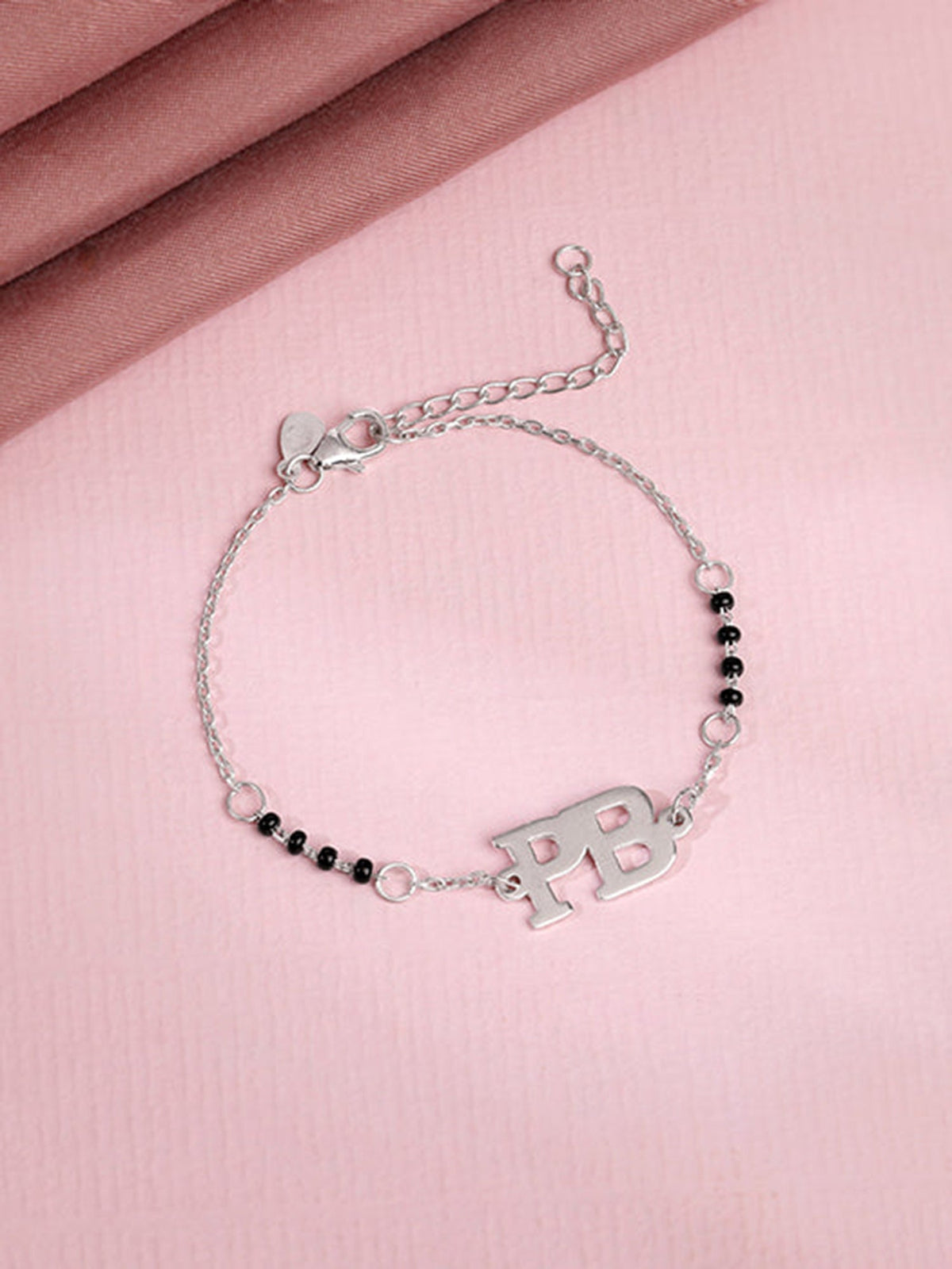 Silver Personalised Signature Initial Mangalsutra Bracelet