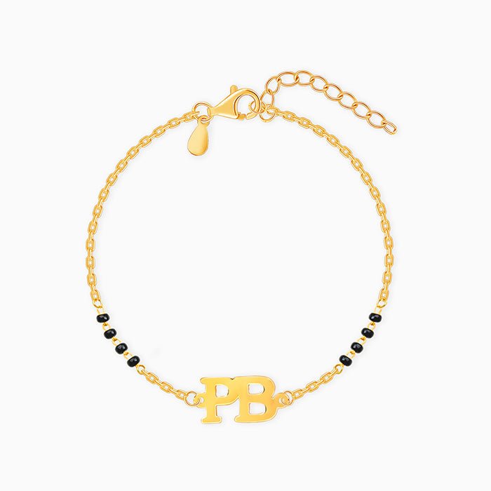 Golden Personalised Signature Initial Mangalsutra Bracelet