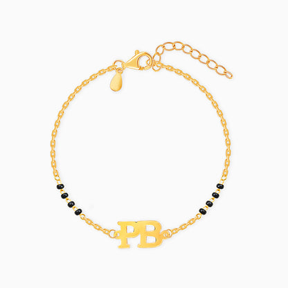 Golden Personalised Signature Initial Mangalsutra Bracelet