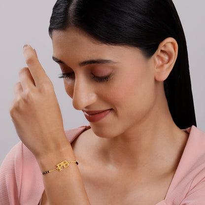 Golden Personalised Signature Initial Mangalsutra Bracelet