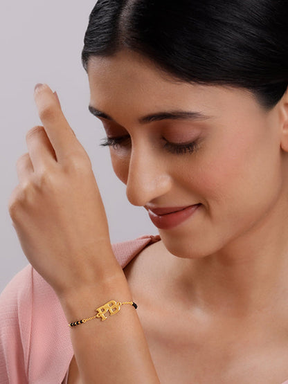 Golden Personalised Signature Initial Mangalsutra Bracelet