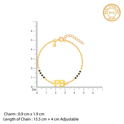Golden Personalised Signature Initial Mangalsutra Bracelet