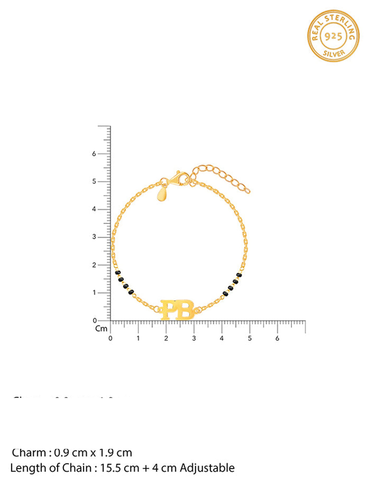 Golden Personalised Signature Initial Mangalsutra Bracelet