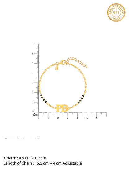 Golden Personalised Signature Initial Mangalsutra Bracelet