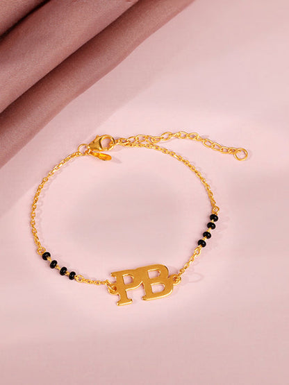 Golden Personalised Signature Initial Mangalsutra Bracelet